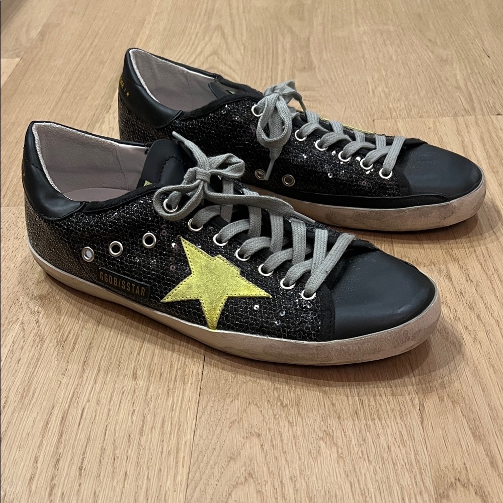 Golden Goose Black and Yellow Star Sneakers
